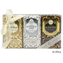 Nesti Dante Luxury GOLD & BLACK & PLATINA, 3x mýdlo 250 g