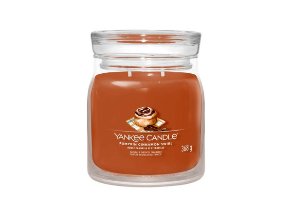 detail Yankee Candle PUMPKIN CINNAMON SWIRL, signature střední svíčka 368 g