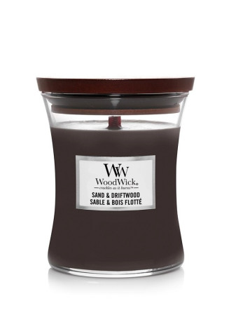 detail Vonná svíčka WoodWick SAND & DRIFTWOOD střední 275 g