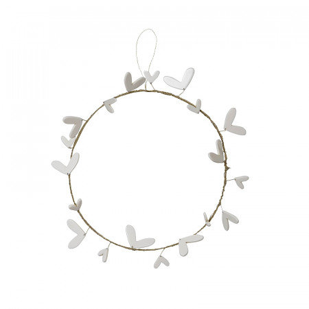 detail Bastion Collections Wreath Medium with White leaves & hearts