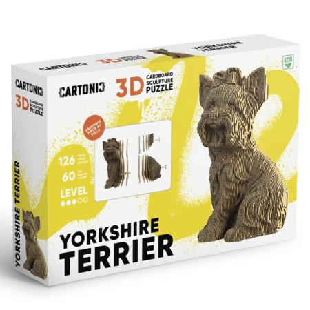 detail Cartonic 3D PUZZLE - YORKSHIRE TERRIER, 126 dílků, LEVEL3