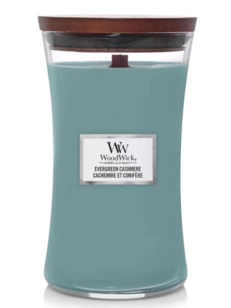 detail Vonná svíčka WoodWick EVERGREEN CASHMERE, velká svíčka 609 g