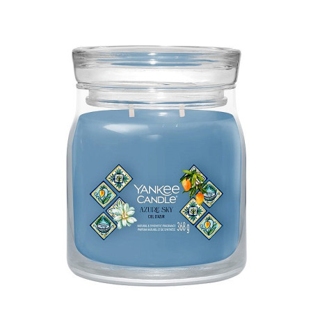 detail Yankee Candle AZURE SKY, signature střední svíčka 368g